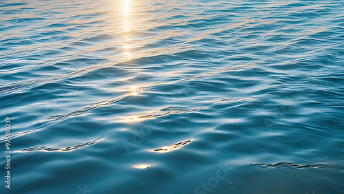 Water wave pattern in color ,the water surface in the river ripples, waves   in the sunlight during sunset