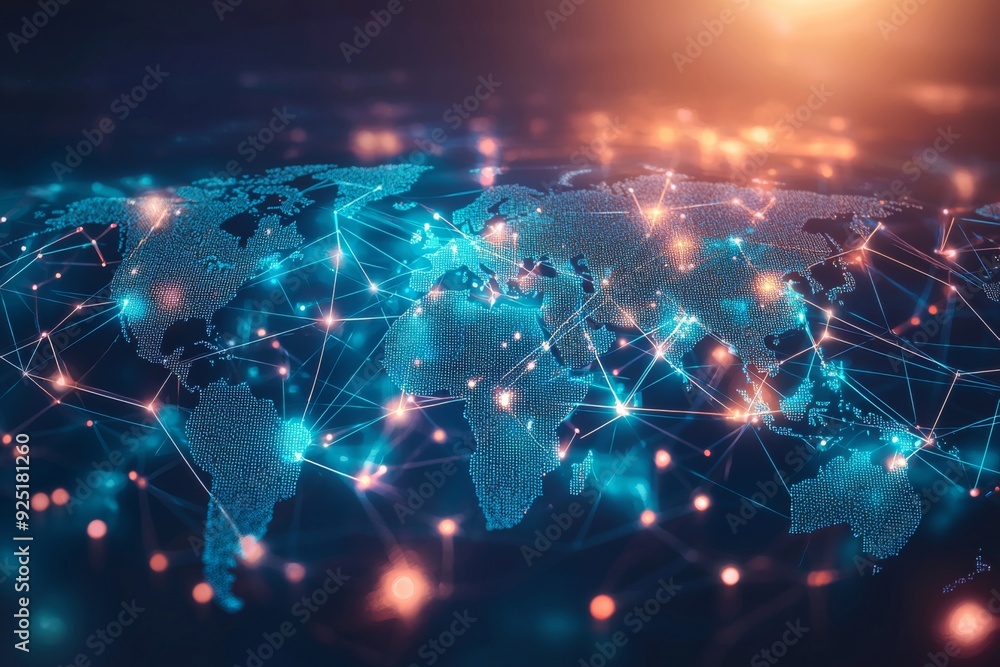 Global Digital Business Network Connection Illustration created with Generative AI Global Digital Business Network Connection Illustration created with Generative AI