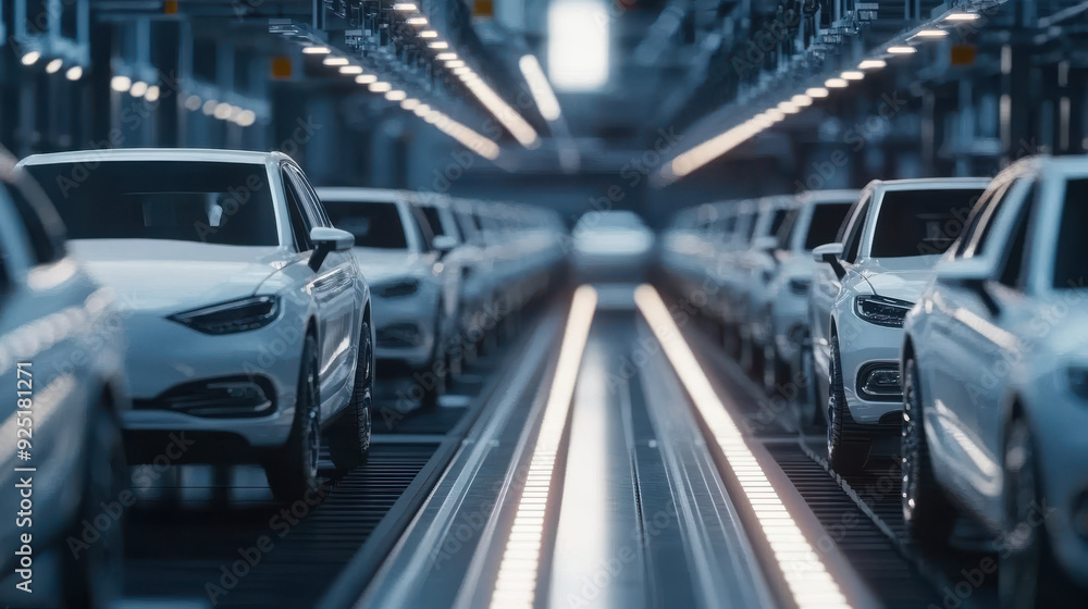 Fototapeta premium Efficient logistics and distribution system for newly manufactured cars