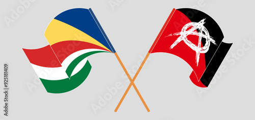 Crossed and waving flags of Seychelles and Anarchy