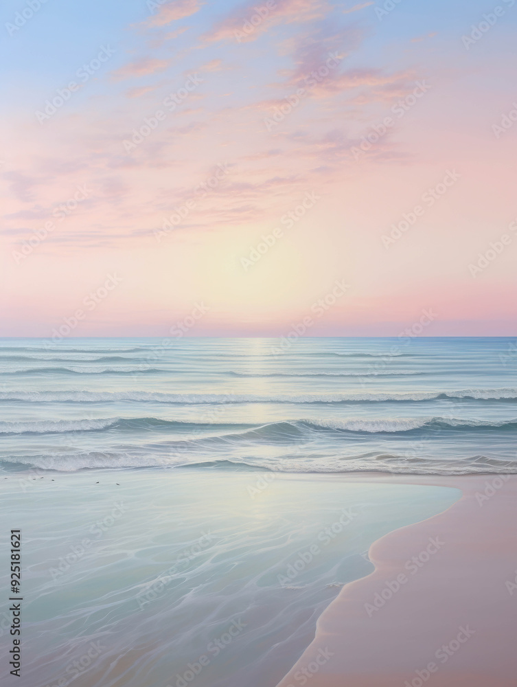 A Serene Dawn Over the Tranquil Sea, Capturing the Subtle Beauty of the Soft Pastel Sky Reflecting on the Gentle Waves A Serene Dawn Over the Tranquil Sea, Capturing the Subtle Beauty of the Soft Pastel Sky Reflecting on the Gentle Waves