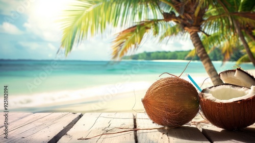 Coconut on Tropical Beach