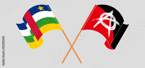 Crossed and waving flags of Central African Republic and Anarchy
