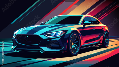 super sport car background with copy space, generic and brandless model car.