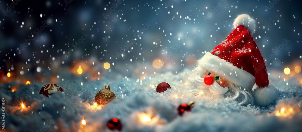 Fototapeta premium Santa Claus Laughs And Waves To Camera, Santa Claus in eyeglasses is looking at camera and smiling, Santa Claus with checklist, portrait, close-up, Emotional Santa Claus, Pictures of Vintage Real 