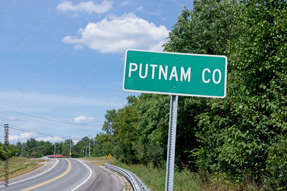 Putnam County line sign on a rural highway Putnam County line sign on a rural highway