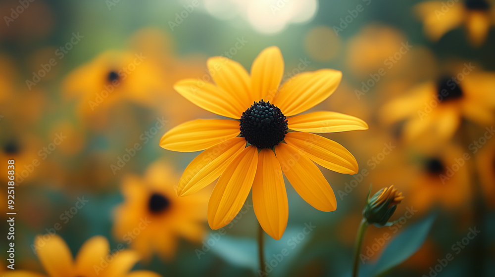 Golden yellow flowers blooming in a lush garden during the spring season Golden yellow flowers blooming in a lush garden during the spring season