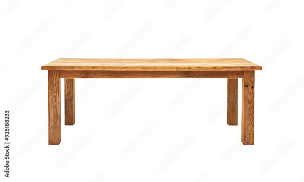 Minimalist wooden dining table with a natural finish, isolated on a white background, showcasing a simple and modern design. Minimalist wooden dining table with a natural finish, isolated on a white background, showcasing a simple and modern design.