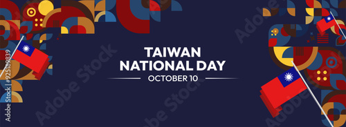 Bilde på lerret Taiwan National Day banner in modern geometric style