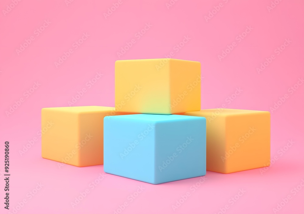 Obraz premium Colorful Geometric Shapes on Pink Background