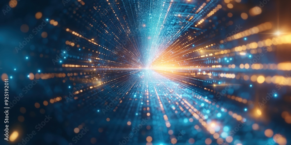 Fototapeta premium Futuristic Neon Tunnel with Vibrant Lights created by ai