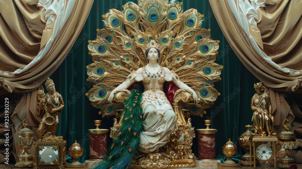 Fototapeta premium A Woman on a Peacock Throne