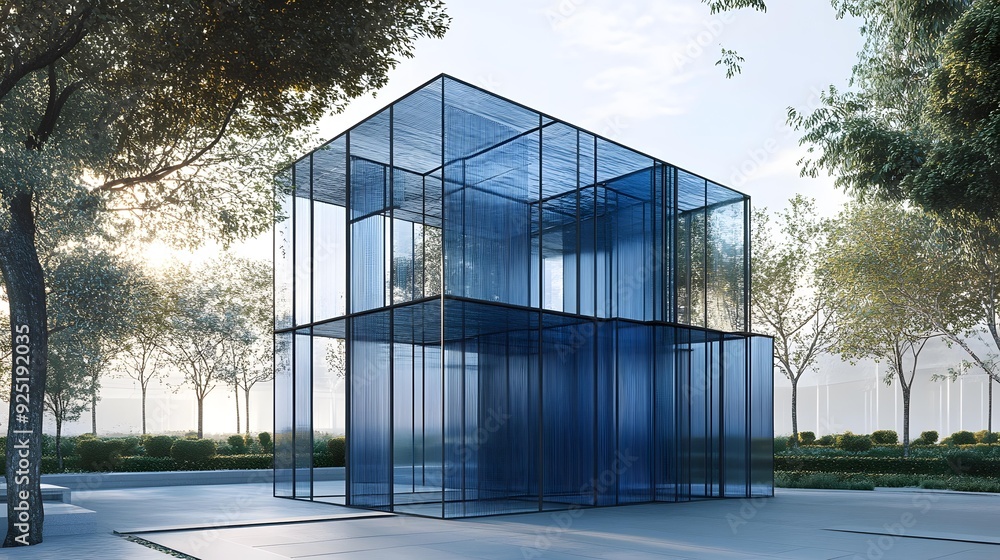 Fototapeta premium Modern Glass Structure with Blue Tinted Glass