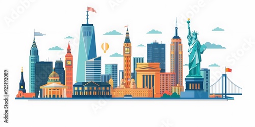 Famous Landmarks of the World Illustration