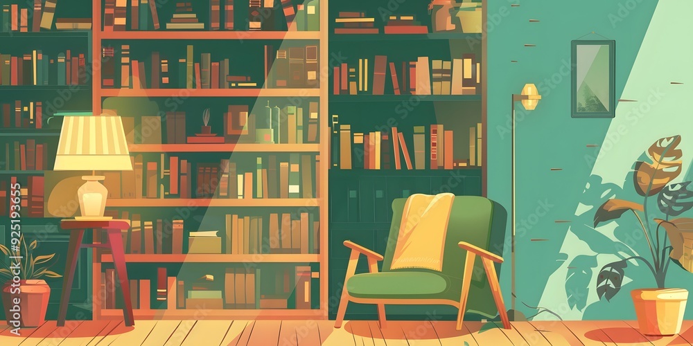 Cozy Reading Corner with Bookshelf and Armchair Cozy Reading Corner with Bookshelf and Armchair