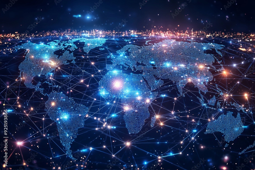 Global Digital Business Network Connection Illustration created with Generative AI Global Digital Business Network Connection Illustration created with Generative AI