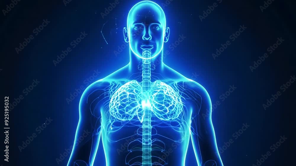 Glowing Neuron Visualization in the Human Body Anatomy Generative AI Glowing Neuron Visualization in the Human Body Anatomy Generative AI