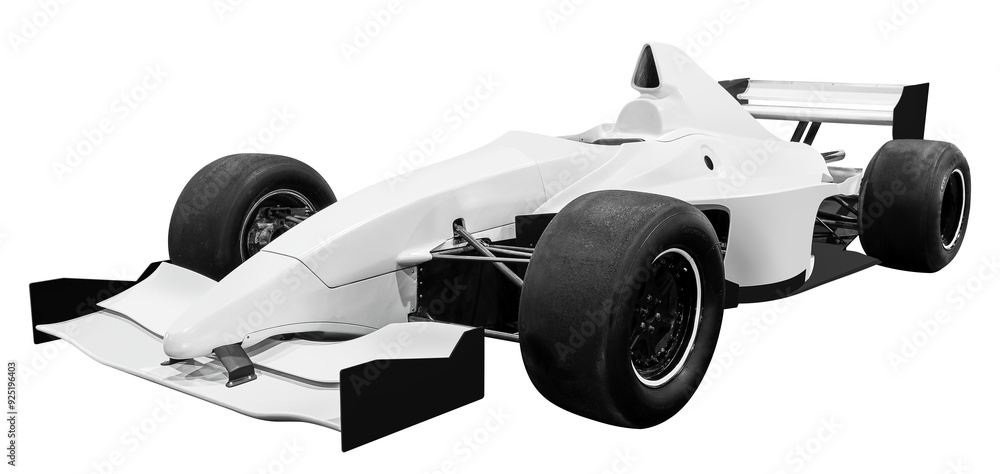 Obraz premium Front view white open wheel race car