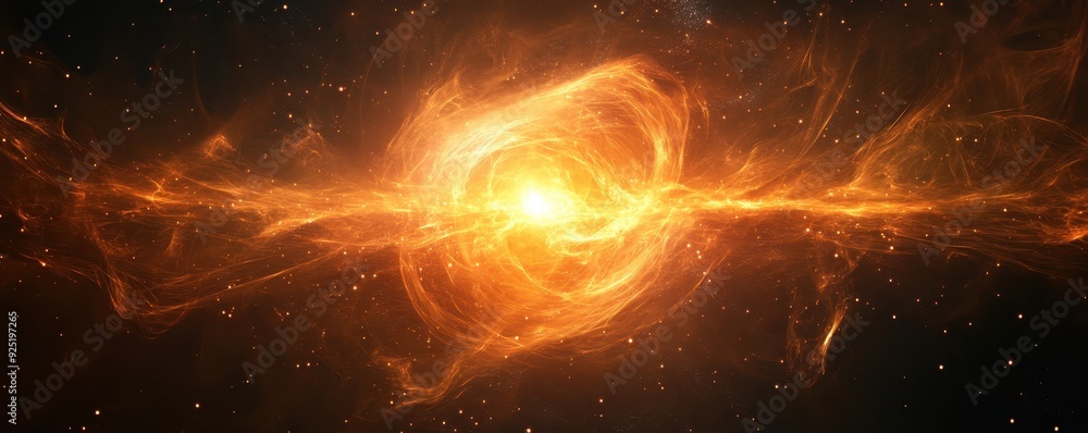 Stunning cosmic phenomenon showcasing a bright, fiery nebula in the vast expanse of space, radiating intense light and energy. Stunning cosmic phenomenon showcasing a bright, fiery nebula in the vast expanse of space, radiating intense light and energy.