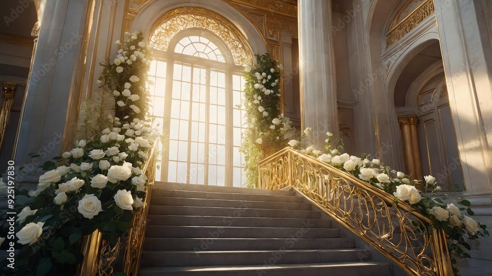 Fototapeta premium design a celestial luxurious stairway ascending into t background