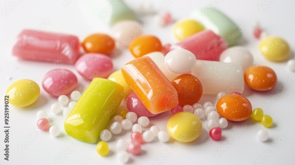 chewing gum isolated on white background, full depth of field chewing gum isolated on white background, full depth of field