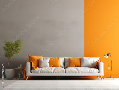 Superb Room with a yellow wall and a couch
