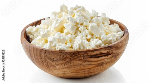 Wallpaper Mural Cottage Cheese, Curd in wooden bowl, isolated on white background, full depth of field  Torontodigital.ca