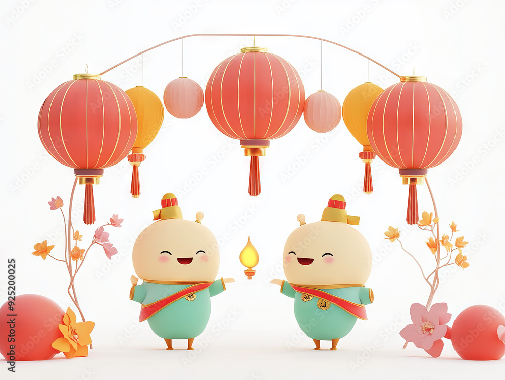 Naklejka premium Lantern festival graphics