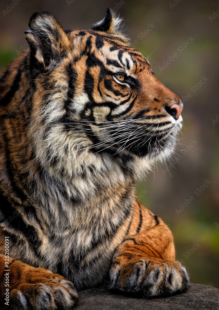 Fototapeta premium A close up of a Sumatran Tiger
