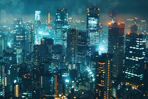 a view of a city at night from the top of a skyscraper