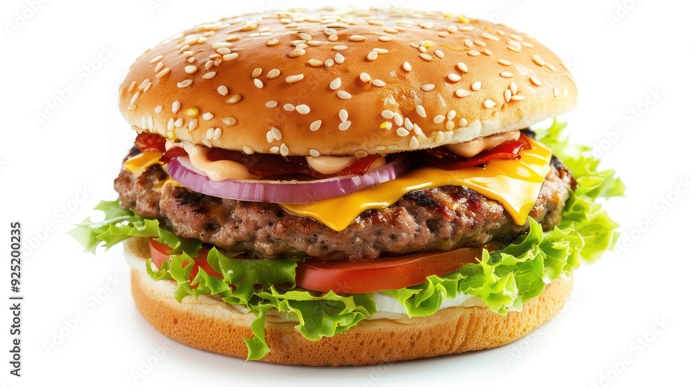 delicious fast food, burger, hamburger, cheeseburger, isolated on white background, full depth of field delicious fast food, burger, hamburger, cheeseburger, isolated on white background, full depth of field