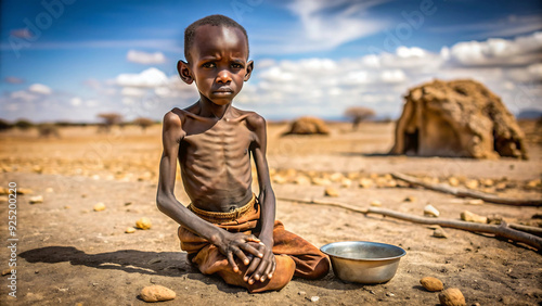 Emaciated child in famine zone.