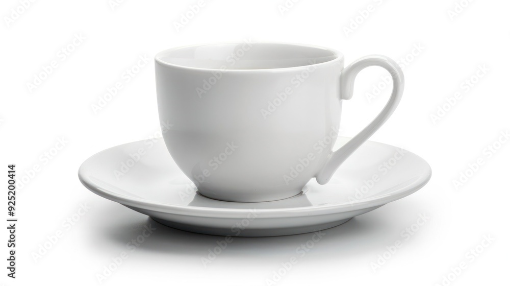 empty cup with plate, isolated on white background, full depth of field empty cup with plate, isolated on white background, full depth of field