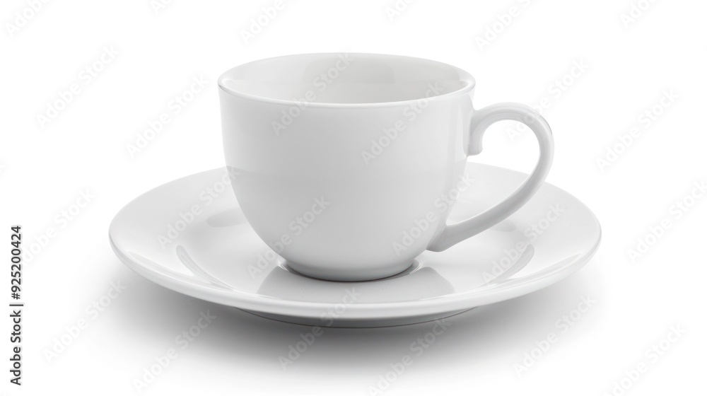 empty cup with plate, isolated on white background, full depth of field empty cup with plate, isolated on white background, full depth of field