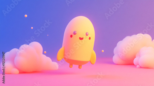 Rocket. 3 d. Children's illustration.