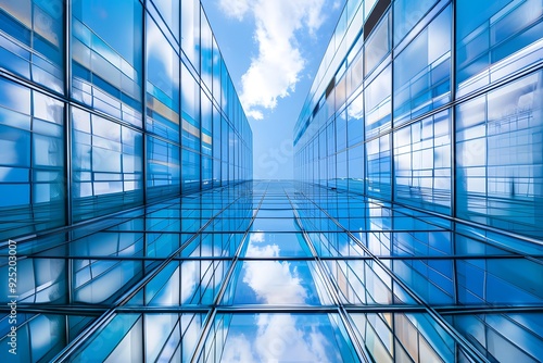 Wallpaper Mural Modern Glass Building Facade With Blue Sky Reflection Torontodigital.ca