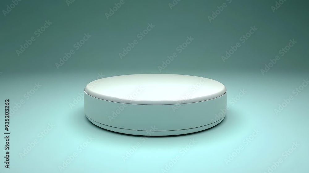 White Round Platform on Turquoise Background White Round Platform on Turquoise Background