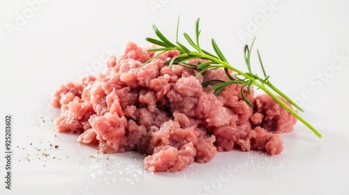 minced meat, pork, beef, forcemeat, isolated on white background, full depth of field 