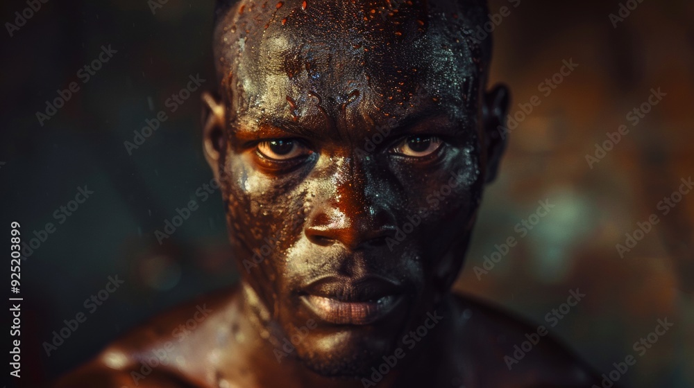 portrait of a strong sweaty black man portrait of a strong sweaty black man