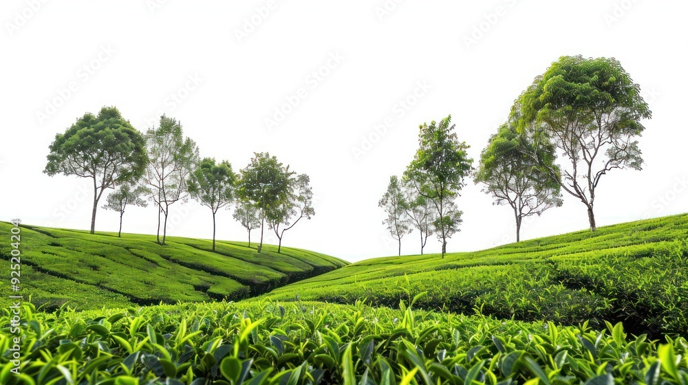 Picturesque tea plantation, cut out. Picturesque tea plantation, cut out.