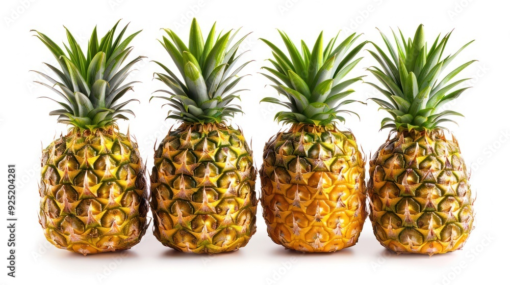Pineapple set isolated on white background, clipping path, full depth of field Pineapple set isolated on white background, clipping path, full depth of field