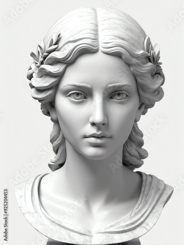 greek goddess selene marble statue head bust isolated background