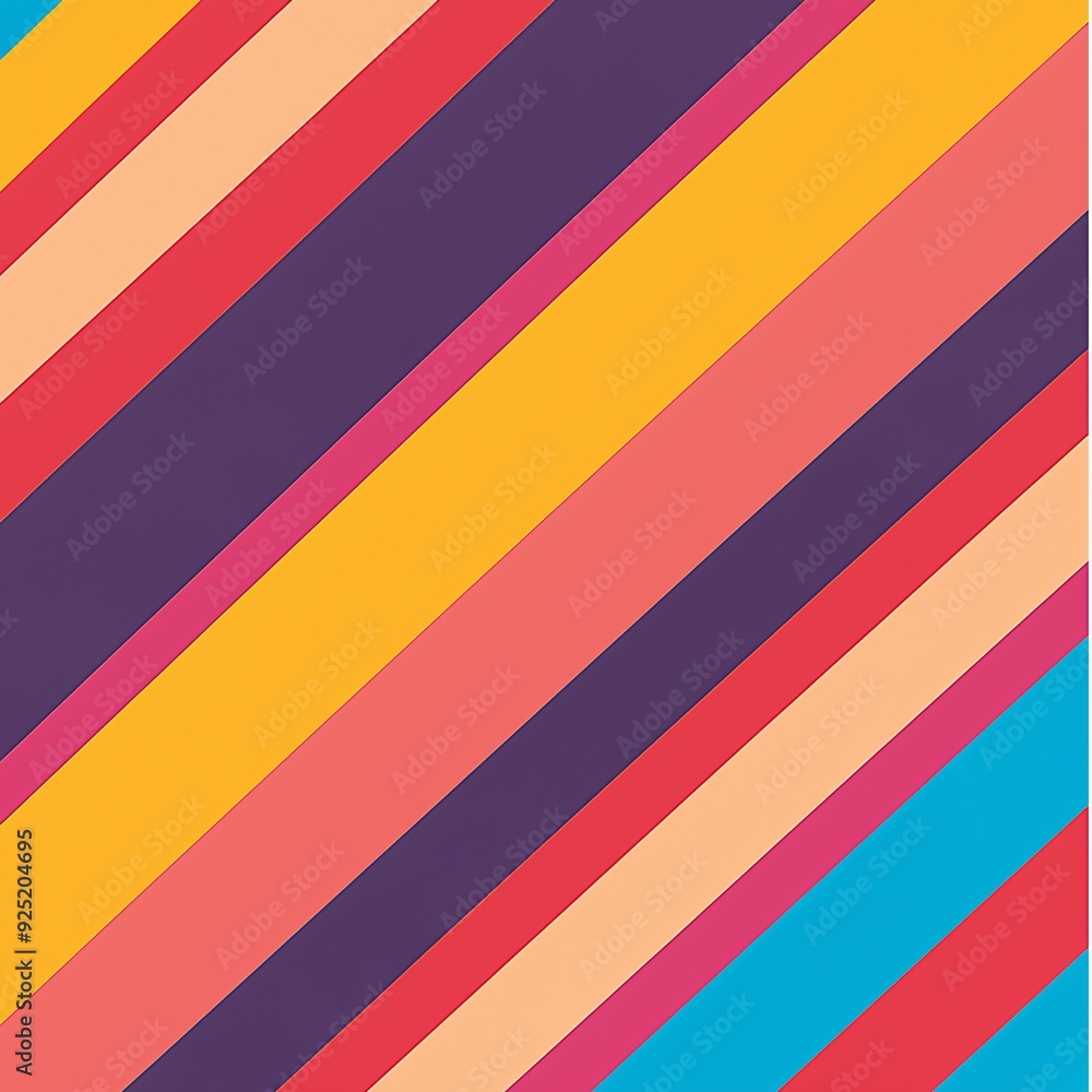 Vibrant Diagonal Stripes. A burst of color and energy, this pattern features bold diagonal stripes in a vibrant palette of pink, yellow, blue, and purple. Generative ai illustration. Vibrant Diagonal Stripes. A burst of color and energy, this pattern features bold diagonal stripes in a vibrant palette of pink, yellow, blue, and purple. Generative ai illustration.