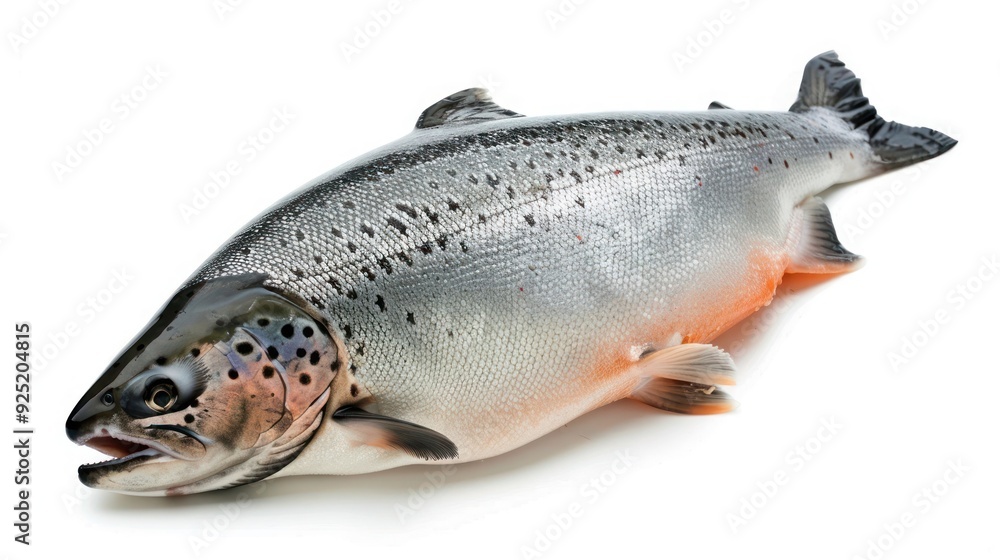 raw salmon, fish isolated on white background, full depth of field raw salmon, fish isolated on white background, full depth of field