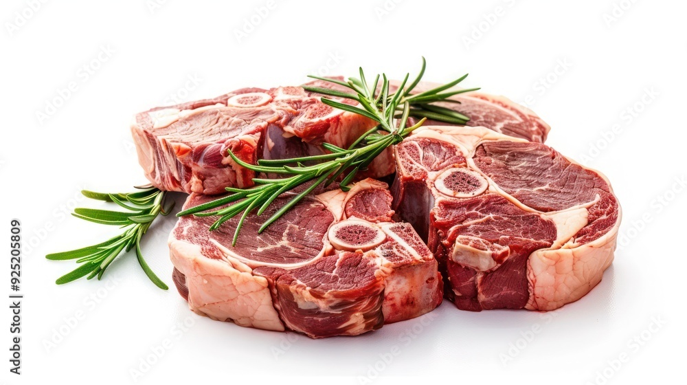 Sliced beef shank, osso bucco steak, isolated on white background, full depth of field, clipping path Sliced beef shank, osso bucco steak, isolated on white background, full depth of field, clipping path