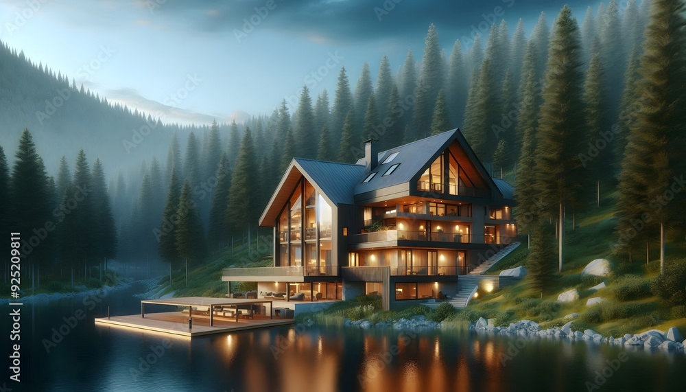 Fototapeta premium house on the river