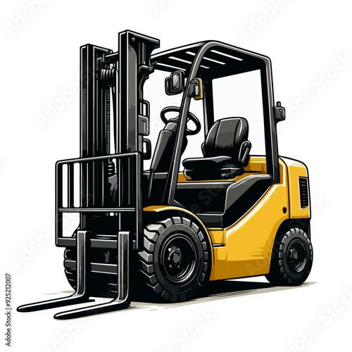 flat vector logo of a forklift,  forklift logo.