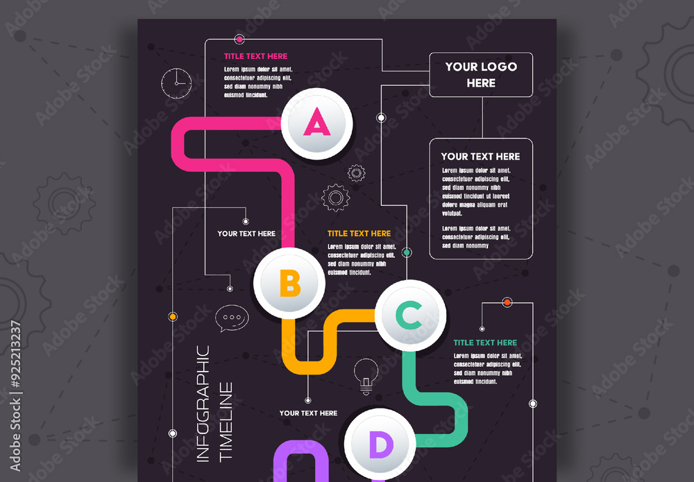 Dark Modern Gradient Infographic Timeline Template Stock Template ...