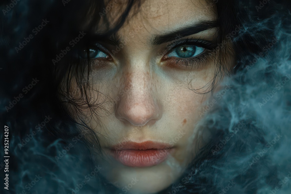 haunting portrait of a womans face emerging from shadows blending realism with spectral elements ethereal misty quality creates an atmosphere of melancholy and mystery haunting portrait of a womans face emerging from shadows blending realism with spectral elements ethereal misty quality creates an atmosphere of melancholy and mystery
