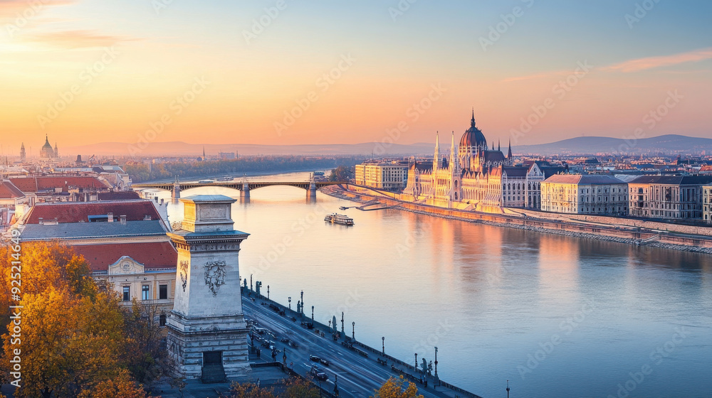 Fototapeta premium Export technology in Hungary: Automotive components and pharmaceuticals,